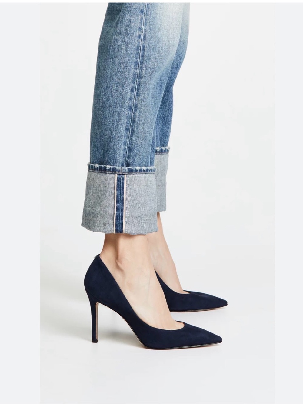 M.GEMI Classic Navy Suede Pointed-Toe Stiletto Pump